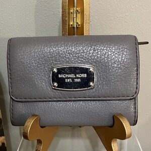 Michael Kors Charcoal Gray Leather Wallet/Key holder